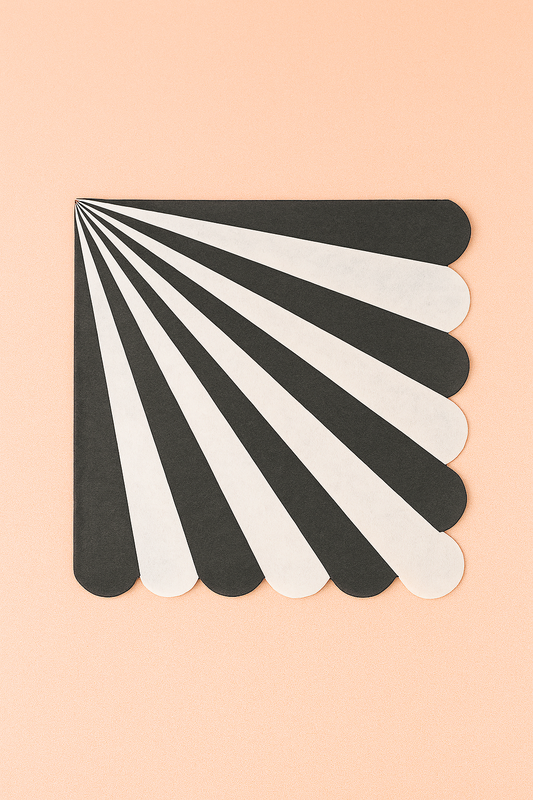 Black white scalloped party napkins
