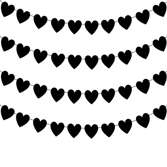 Black heart-shaped garland on a white background