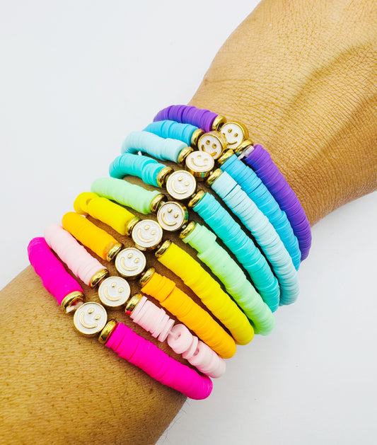 Bright Smiley Happy Face Bead Bracelets
