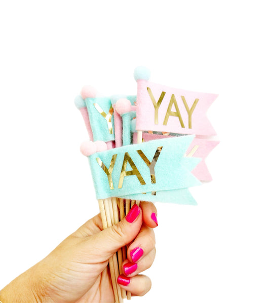 Pastel yay cake flag decoration