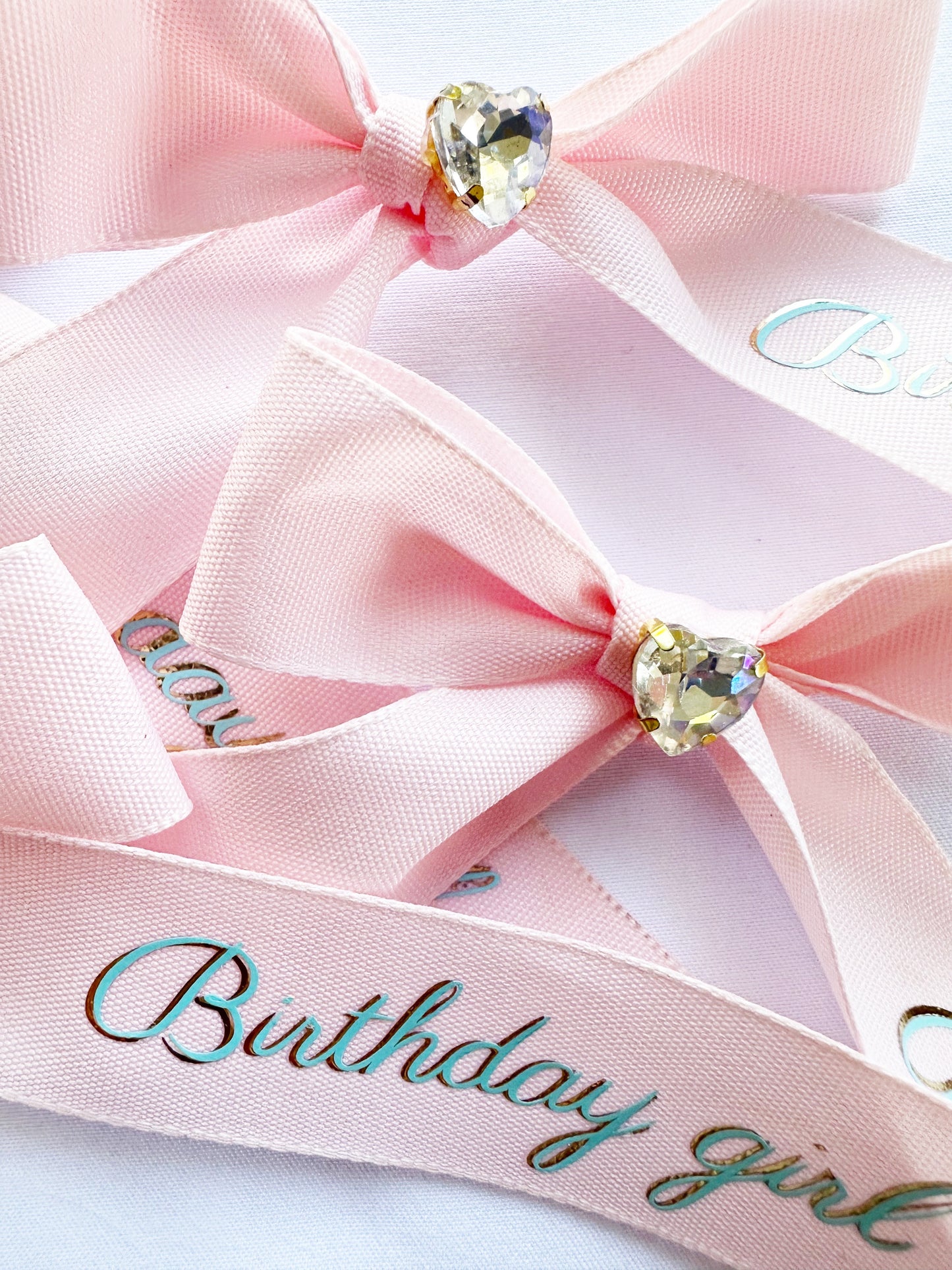 Birthday girl pastel pink princess hair bow clips