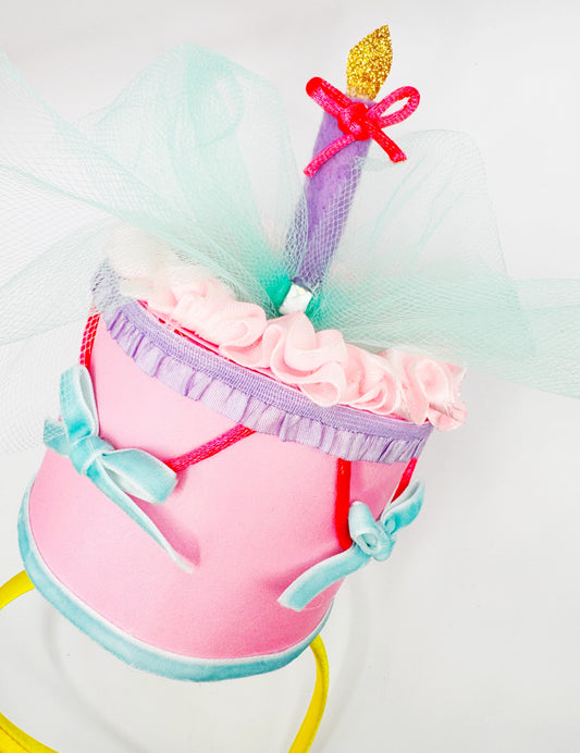 Pink Aqua Retro Keepsake Birthday Cake Headband