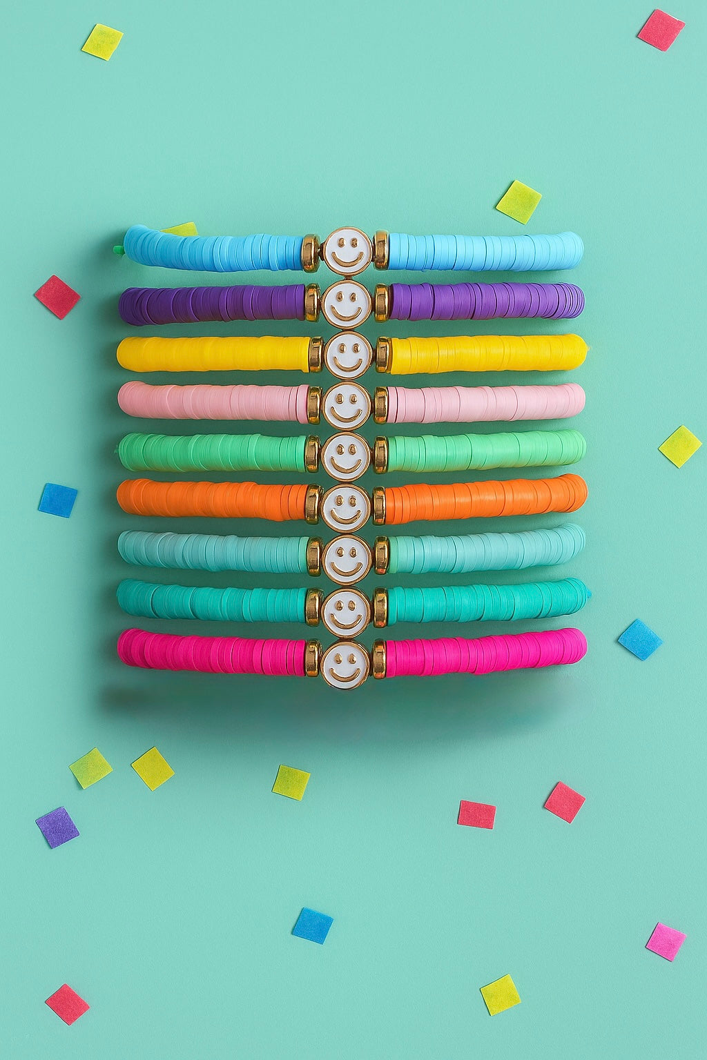 Happy Smiley Face Colour Pop Kids Beaded Bracelets