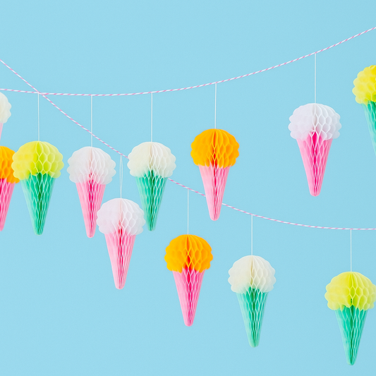 Paper honeycomb ice cream decorations