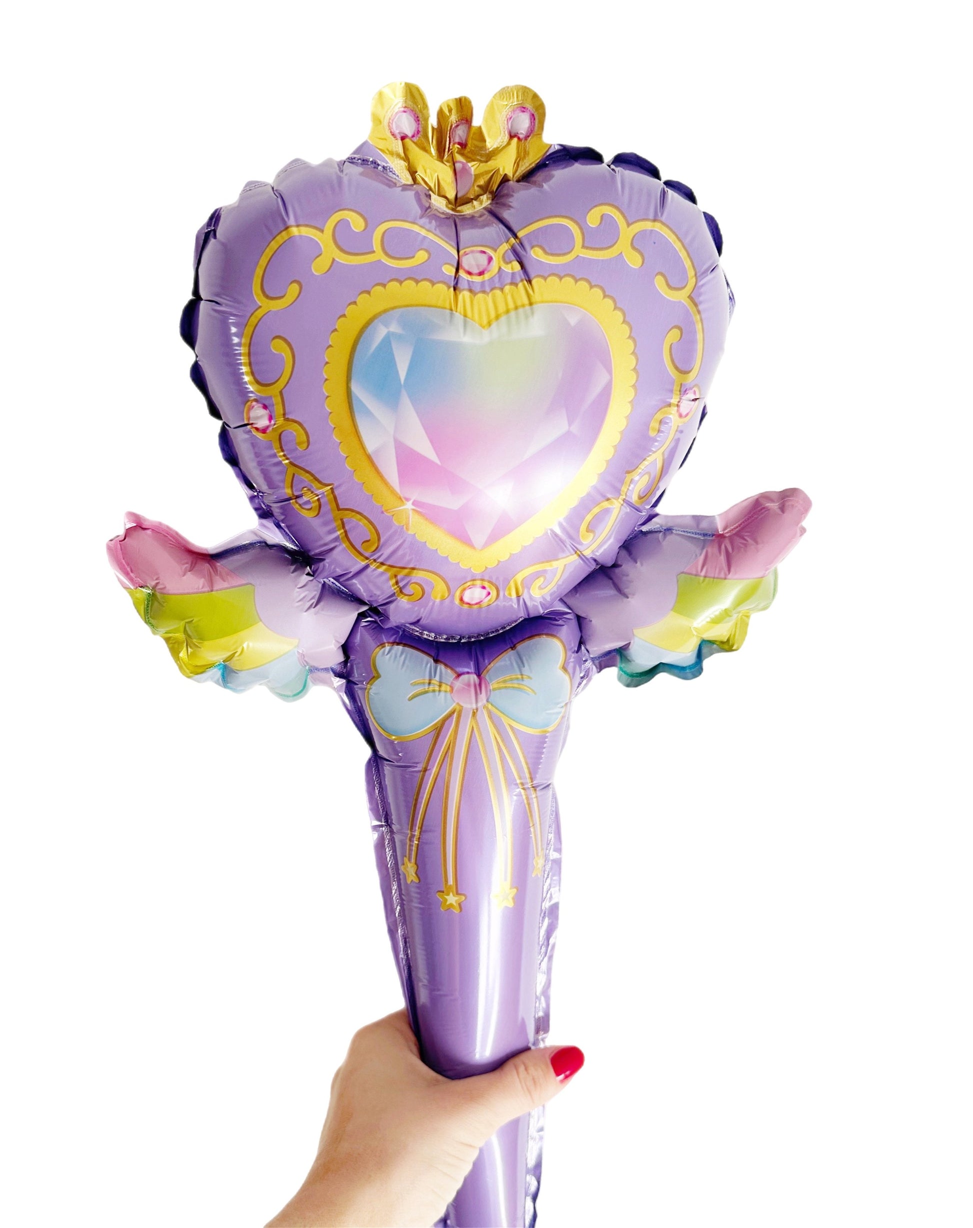 Purple  princess heart wand balloon 