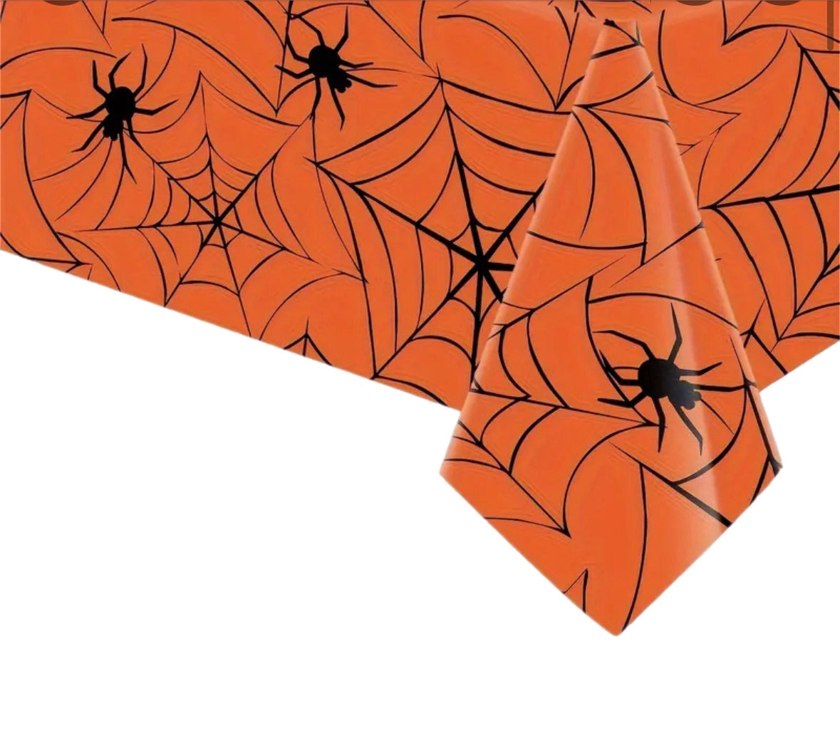 Orange black spiderweb tablecloth