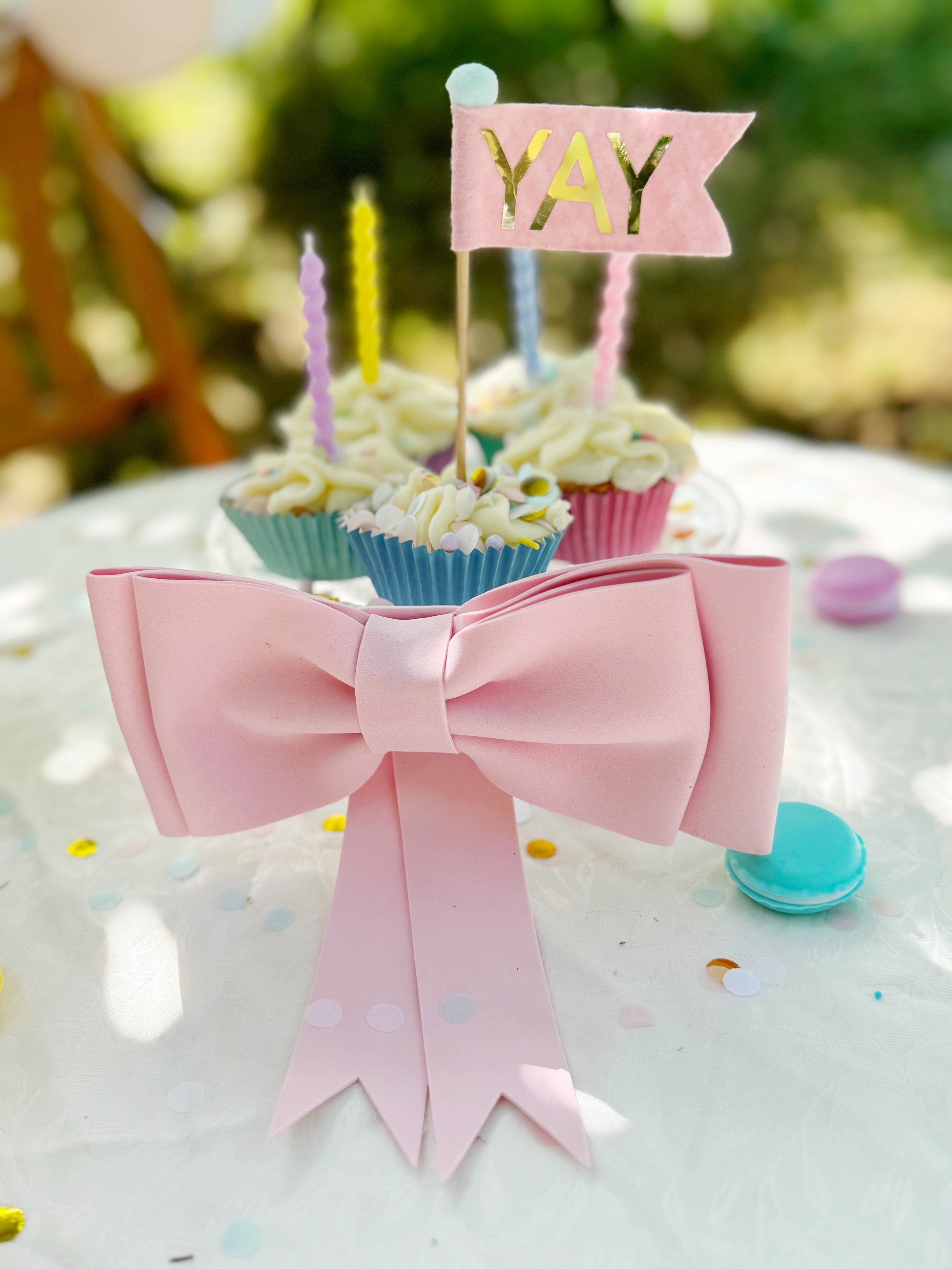 Large pink bow cake topper decoration