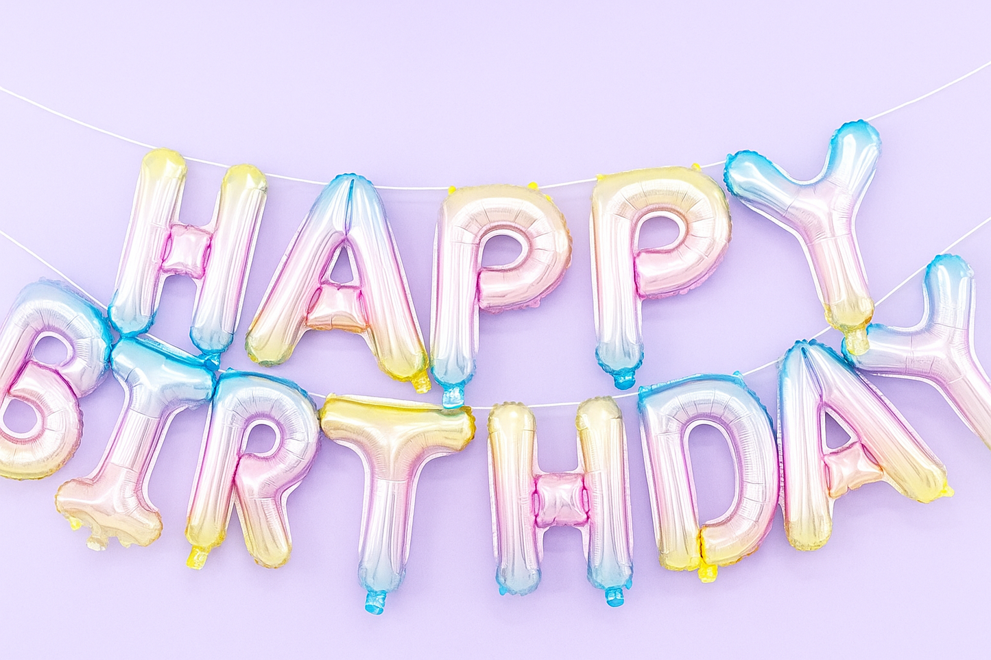 Happy Birthday Pastel Ombré Balloon Garland