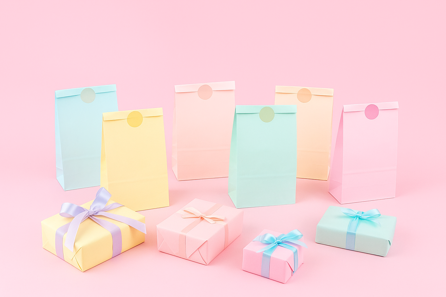 Pastel coloured paper party bags