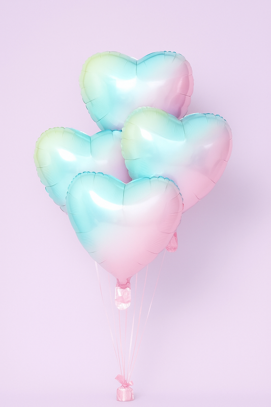 Pastel rainbow foil heart party balloons