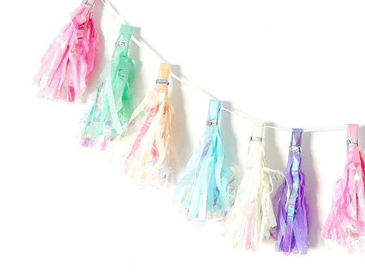 Pastel Iridescent Tassel Garland Bunting Party Decor