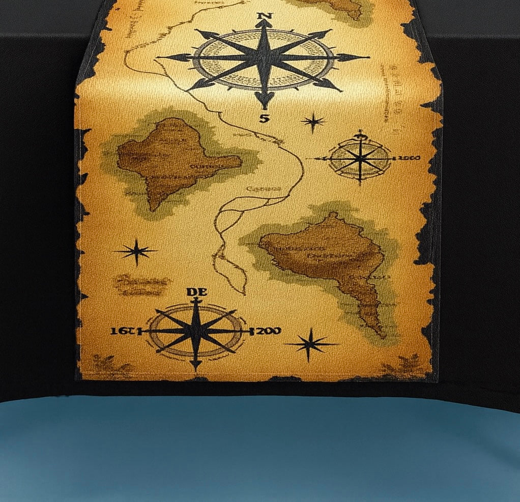 Pirate treasure map themed table runner 