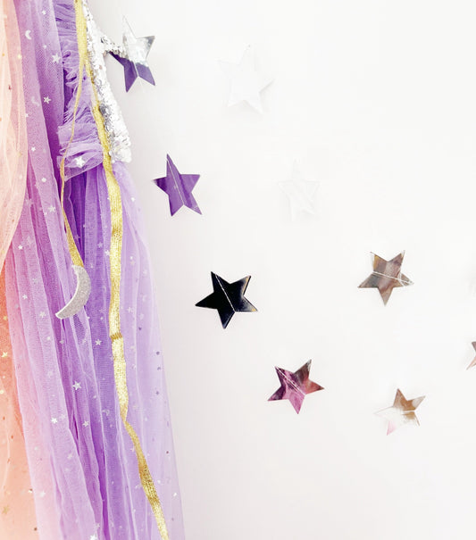 Shiny Silver Stars Party Garland Bunting Decor
