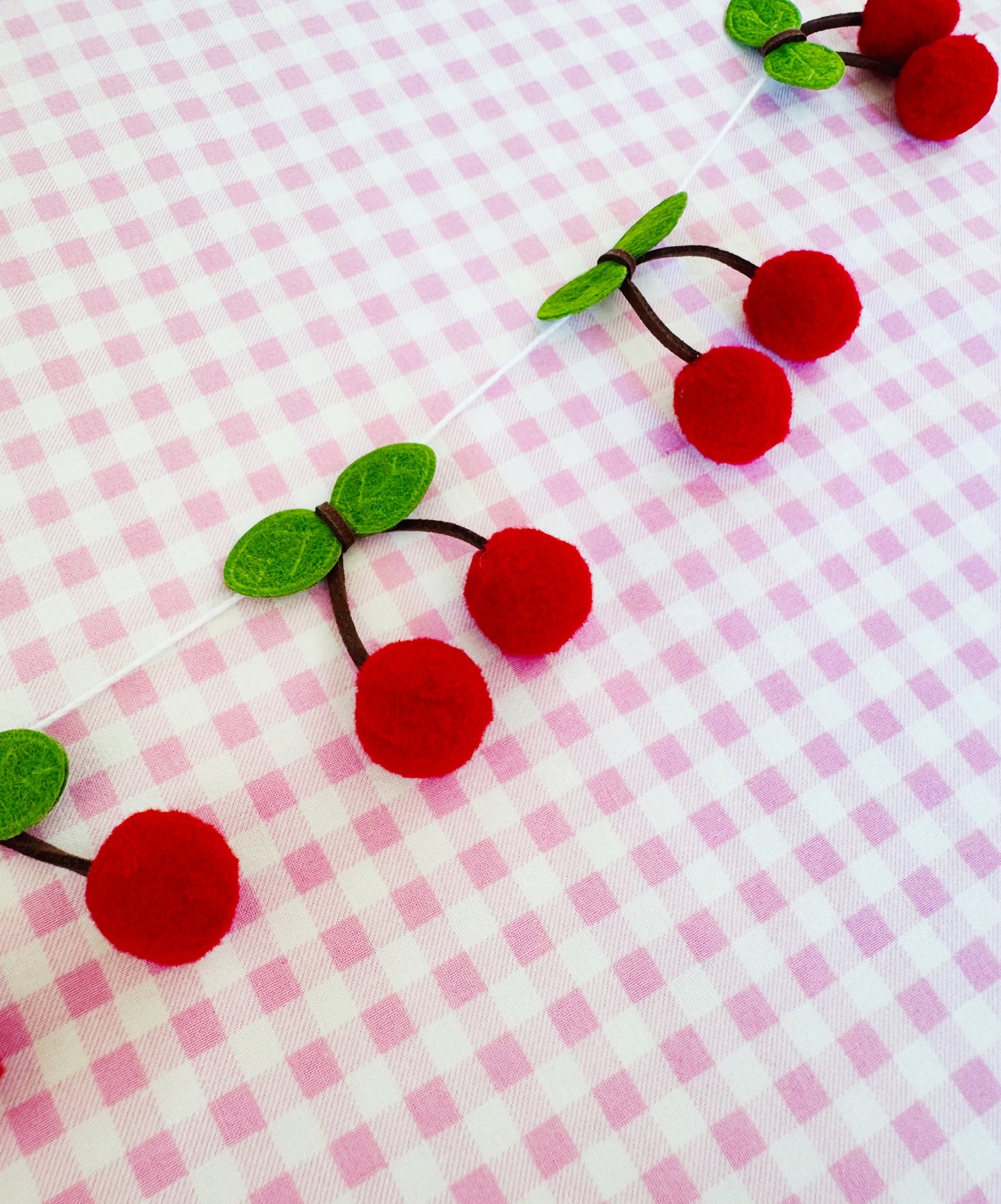 Cherry Pom Pom coquette kids party bunting